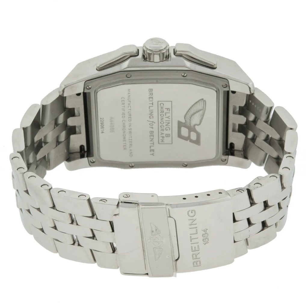 Back View Of {Caseback} Back Case And Closed Stainless Steel Band Of Breitling A44365AF-H531SS Watch Unworn Condition