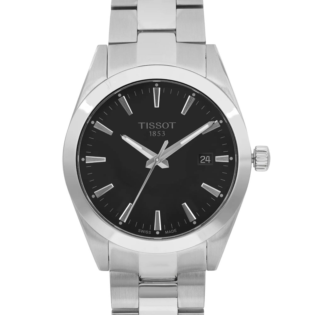 Up Close Front Facing Picture Of Tissot T127.410.11.051.00 Stainless Steel Watch Display Model Condition