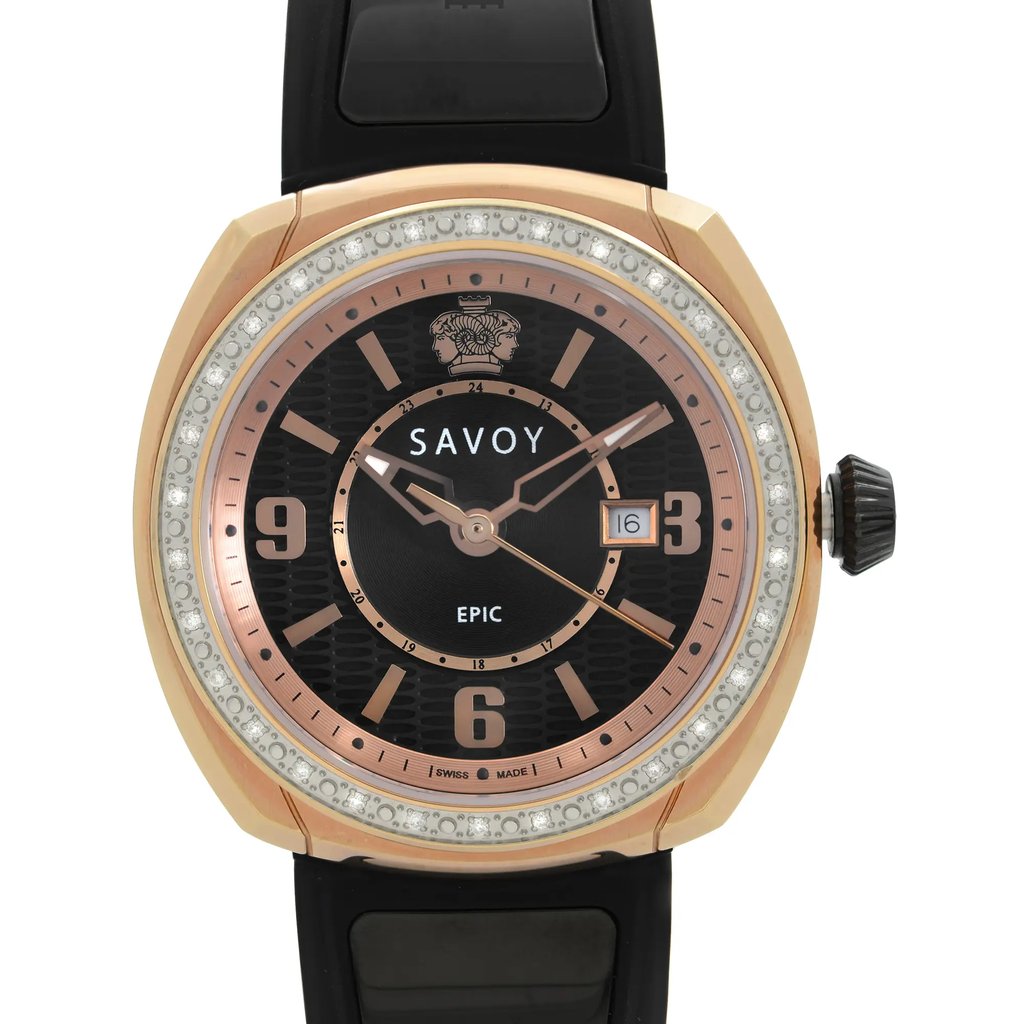 Up Close Front Facing Picture Of Savoy G4004J.02A.RB04 Stainless Steel Watch New With Defects Condition