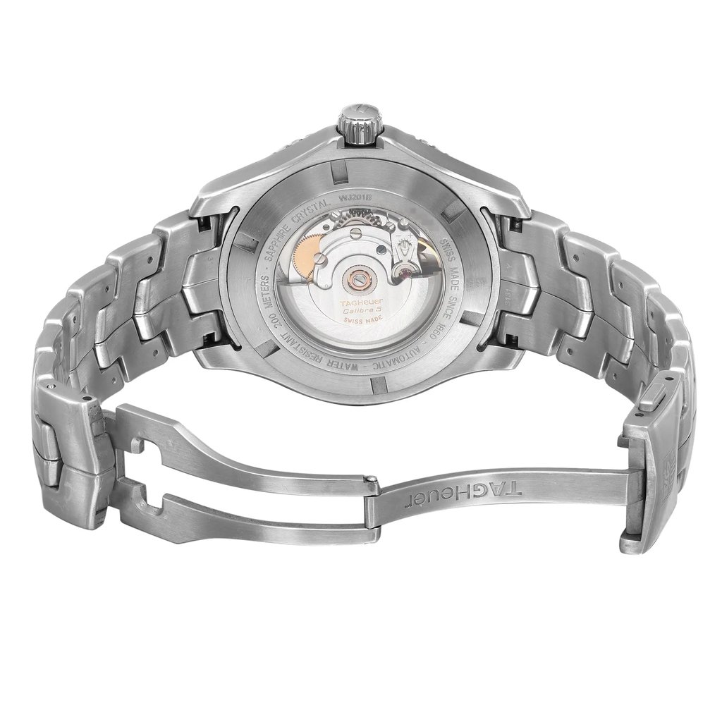 Back View Of Exhibition Back Case And Open Stainless Steel Band Of TAG Heuer WJ201B.BA0591 Watch Pre Owned Condition