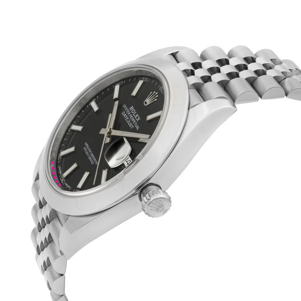View Of Crown Facing Side Of Rolex 126300-0012 Stainless Steel Watch Unworn Condition