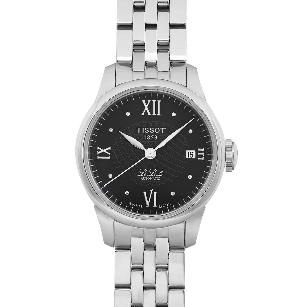 Up Close Front Facing Picture Of Tissot T41.1.183.53 Stainless Steel Watch Pre Owned Condition