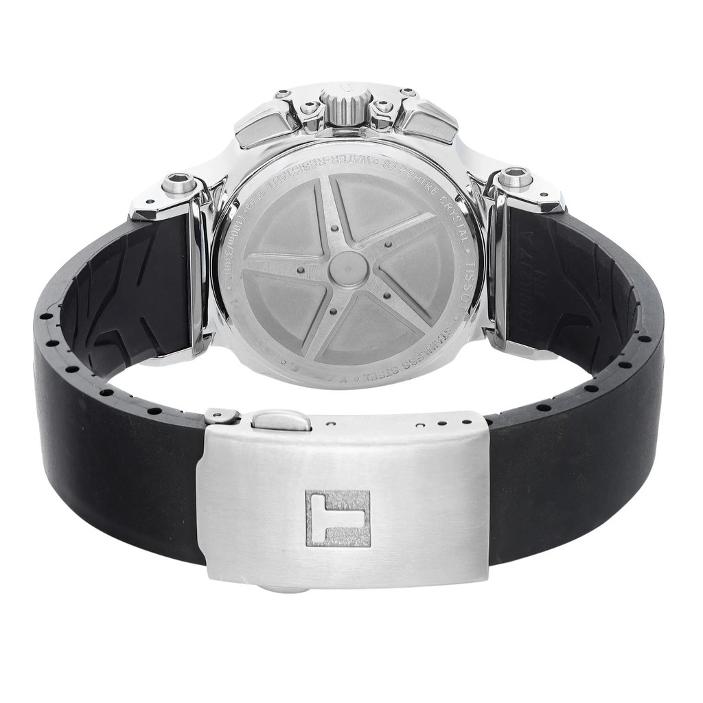Back View Of Solid Back Case And Closed Rubber Band Of Tissot T048.217.17.057.00 Watch New With Defects Condition