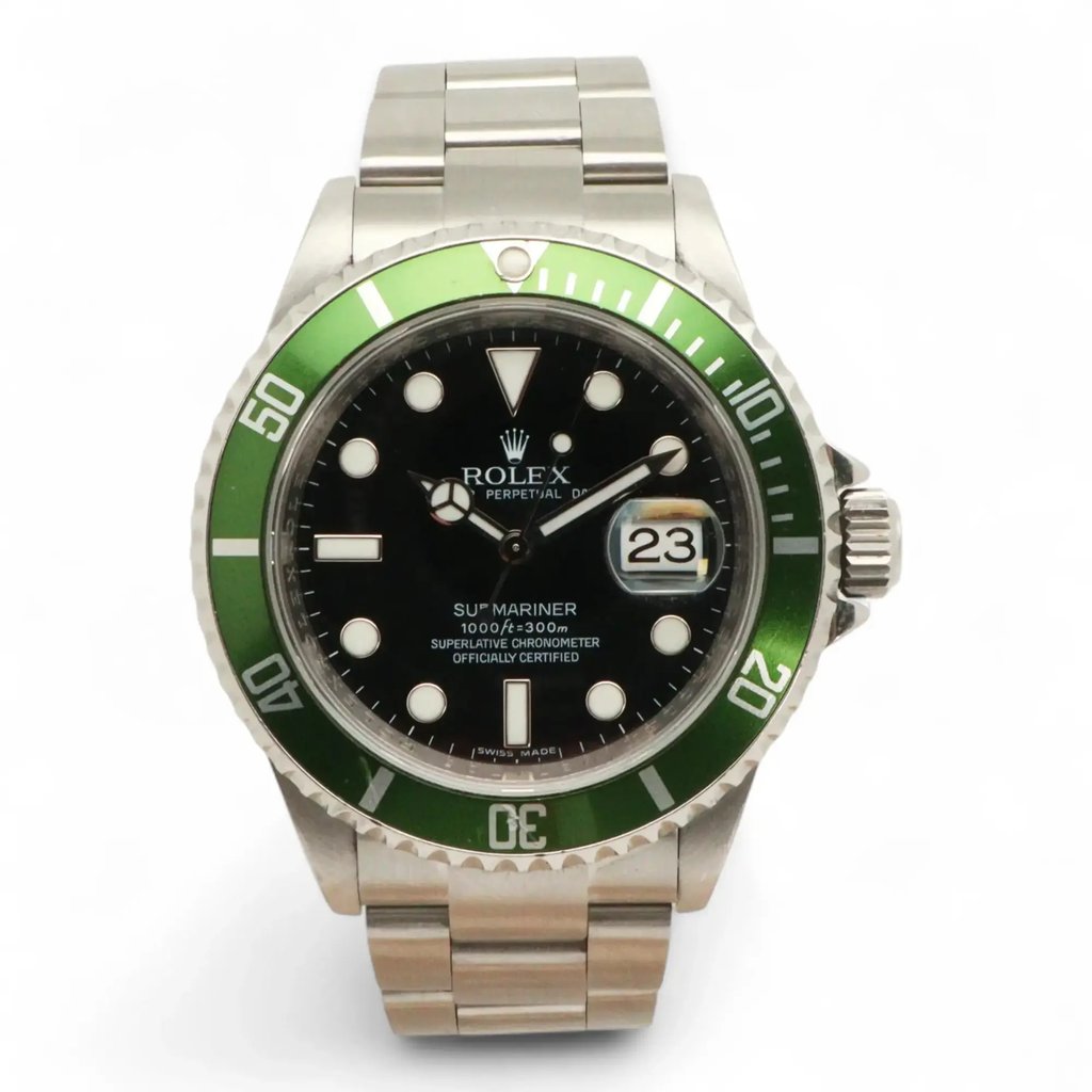 Front Full View Of Rolex 16610V Stainless Steel Watch Pre Owned Condition {Product Condition}
