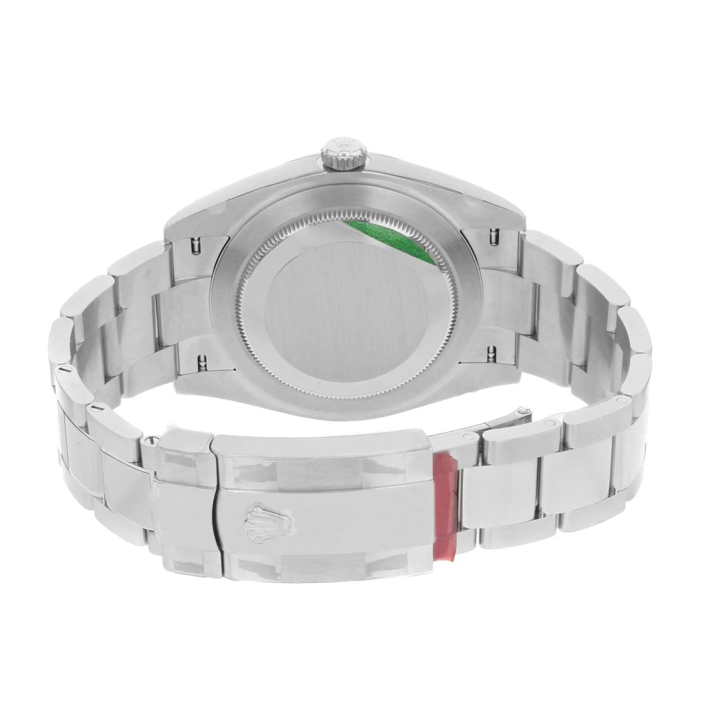 Back View Of Screwback Back Case And Closed Stainless Steel Band Of Rolex 126334 Watch Unworn Condition