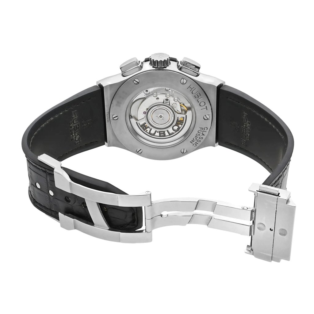 Back View Of {Caseback} Back Case And Open Leather Band Of Hublot 521.NX.1170.LR Watch Pre Owned Condition