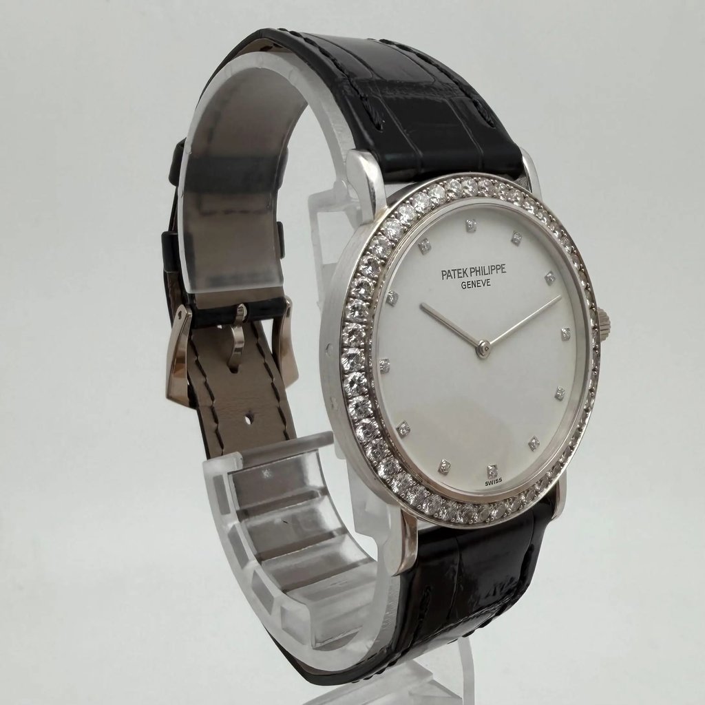 View Of Opposite Crown Facing Side Of Patek Philippe  5006G White Gold Watch Pre Owned Condition