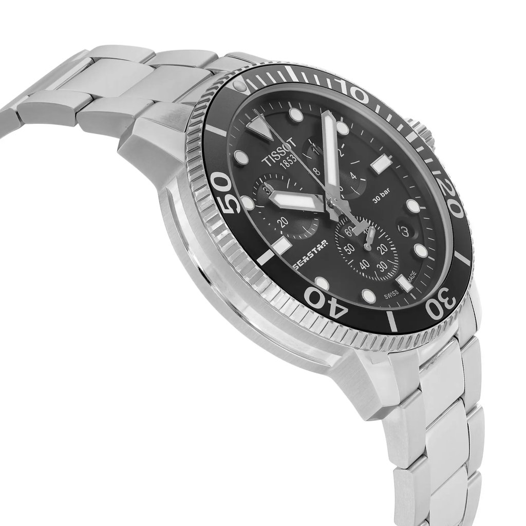 View Of Opposite Crown Facing Side Of Tissot T120.417.11.051.00 Stainless Steel Watch New With Defects Condition