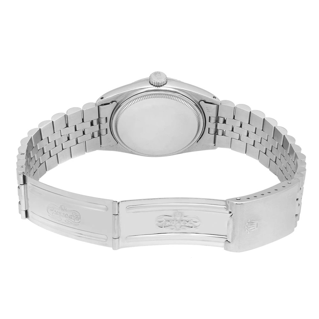 Back View Of Solid Back Case And Open Stainless Steel Band Of Rolex 1601 Watch Pre Owned Condition