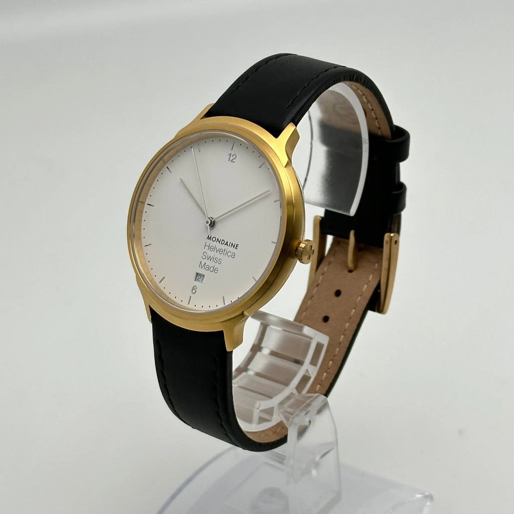 View Of Crown Facing Side Of Mondaine MH1.L2211.LB Stainless Steel Watch Display Model Condition