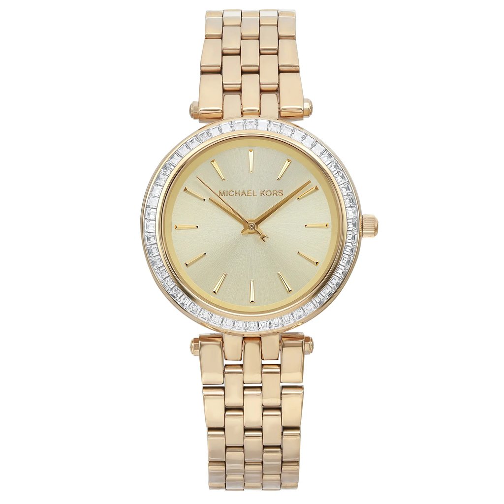 Front Full View Of Michael Kors MK3365 Stainless Steel Watch New With Defects Condition Excellent