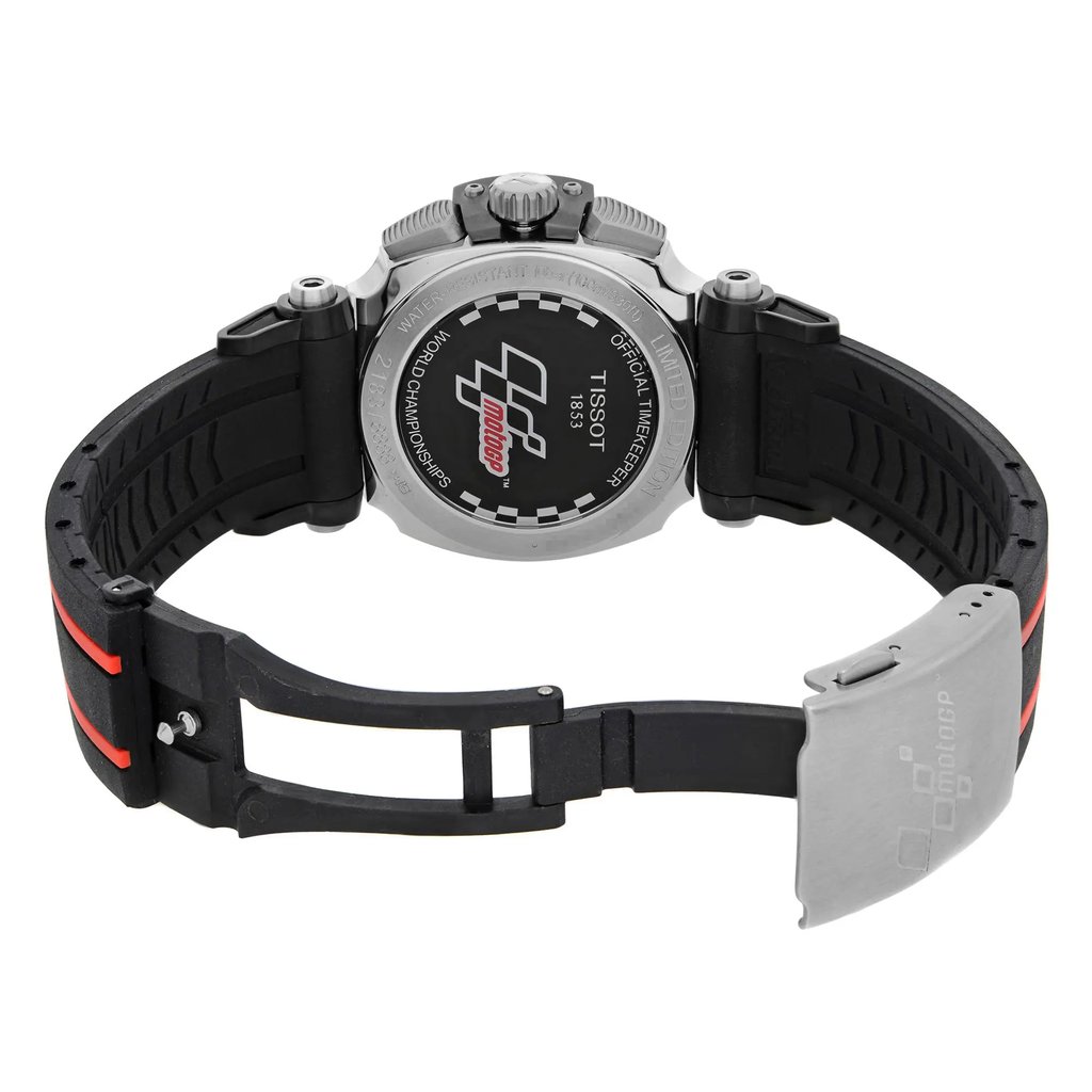 Back View Of Solid Back Case And Open Rubber Band Of Tissot T092.417.27.201.00 Watch Pre Owned Condition
