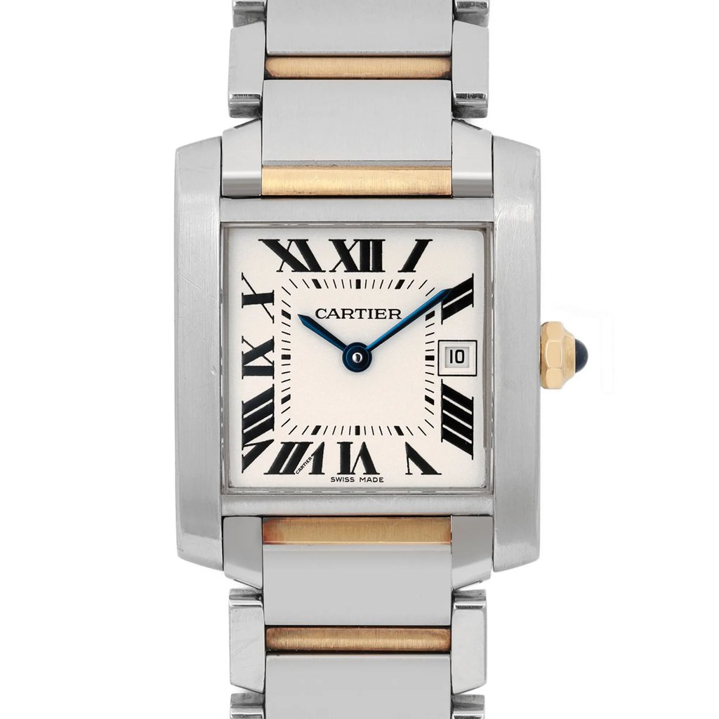 Up Close Front Facing Picture Of Cartier W51012Q4 Stainless Steel Watch Pre Owned Condition