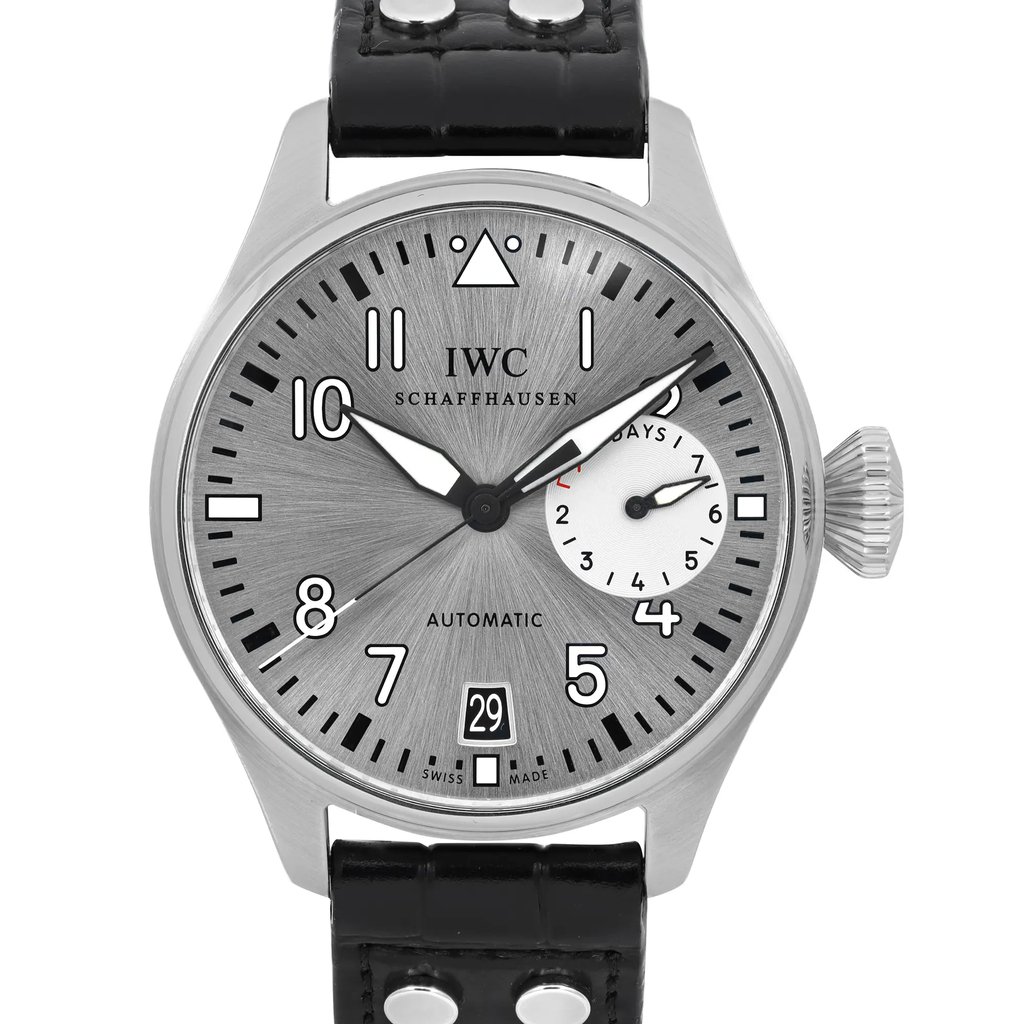 Up Close Front Facing Picture Of IWC IW500906 Stainless Steel Watch Pre Owned Condition