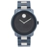 An image of a Wristwatch by Movado. This New With Defects item is designed for Men, featuring a Casual,Dress/Formal style. It has a Quartz movement and an Analog display with a Blue dial color. The indices include Non-Numeric Hour Marks. The band is made of Stainless Steel and the case is made of Stainless Steel. The watch has a Round shape with a case size of 42.5 mm and a case thickness of 11 mm.