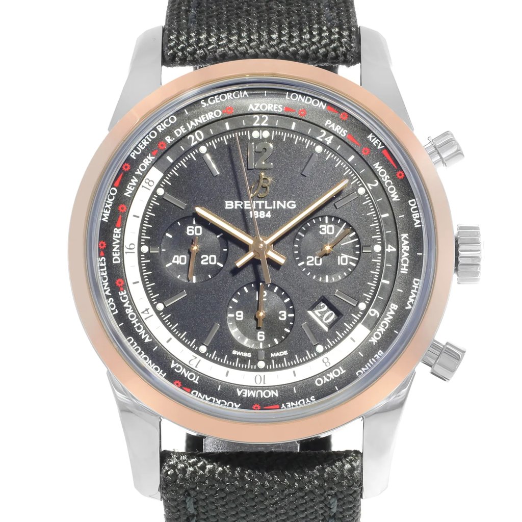 Up Close Front Facing Picture Of Breitling UB0510U4/BC26-100W Stainless Steel Watch Display Model Condition