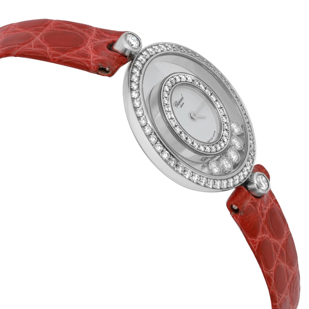 View Of Crown Facing Side Of Chopard 20/3957 White Gold Watch Pre Owned Condition