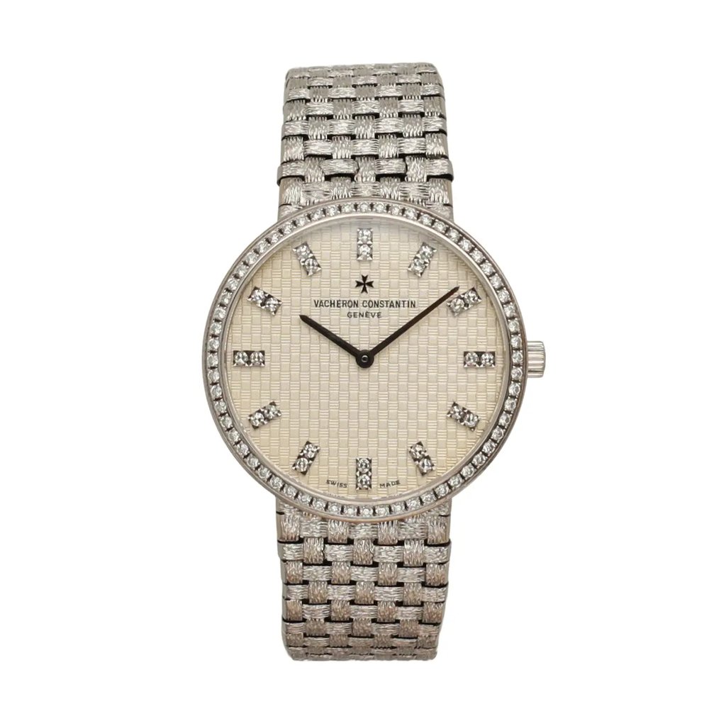 Front Full View Of Vacheron Constantin 81562/206G-9156 White Gold Watch Pre Owned Condition {Product Condition}