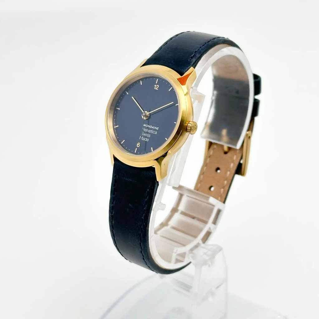 View Of Crown Facing Side Of Mondaine MH1.L1141.LD Stainless Steel Watch Display Model Condition