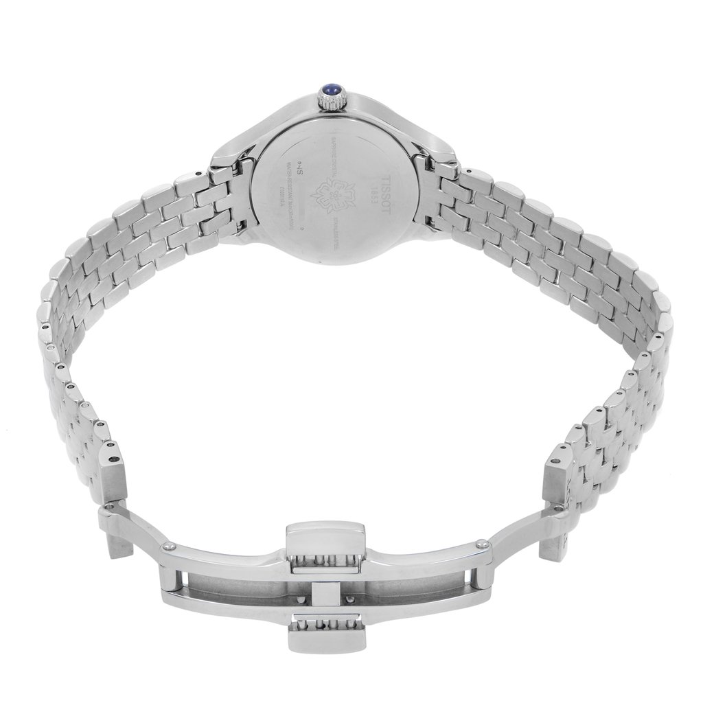 Back View Of Snap Back Case And Open Stainless Steel Band Of Tissot T103.110.11.043.00 Watch Display Model Condition