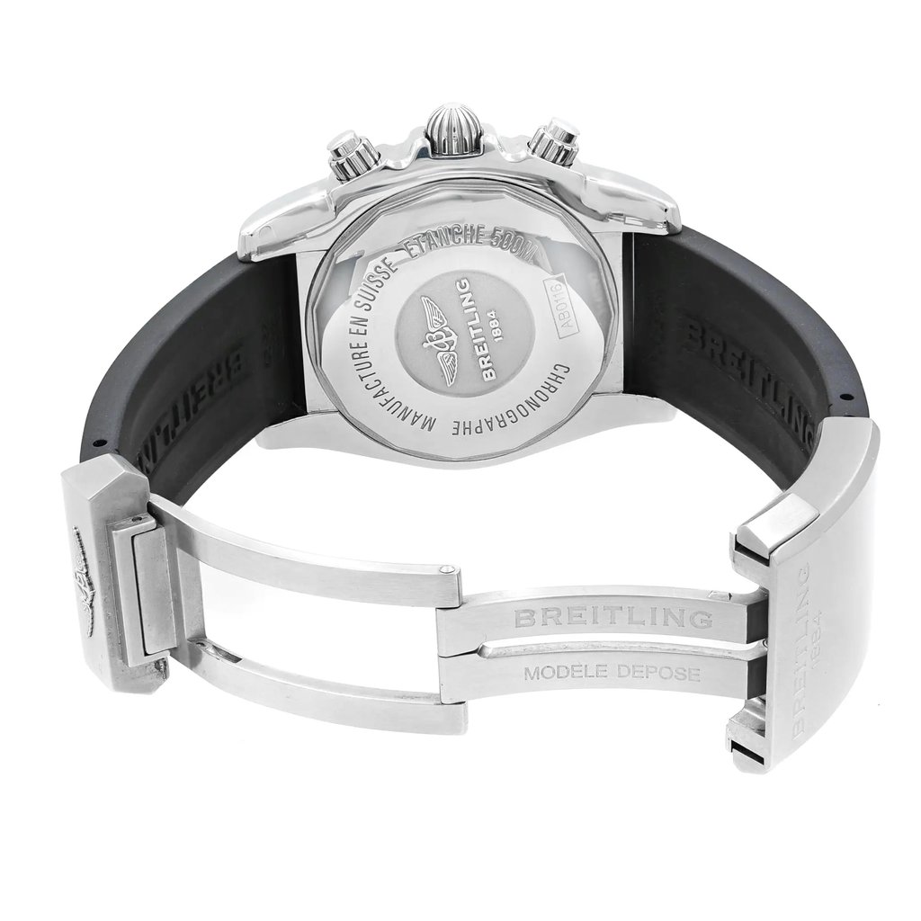 Back View Of {Caseback} Back Case And Open Rubber Band Of Breitling AB011610/BB08 Watch Pre Owned Condition