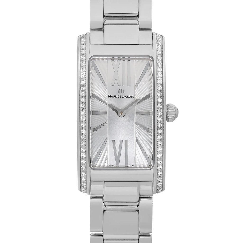 Up Close Front Facing Picture Of Maurice Lacroix FA2164-SD532-114 Stainless Steel Watch Unworn Condition