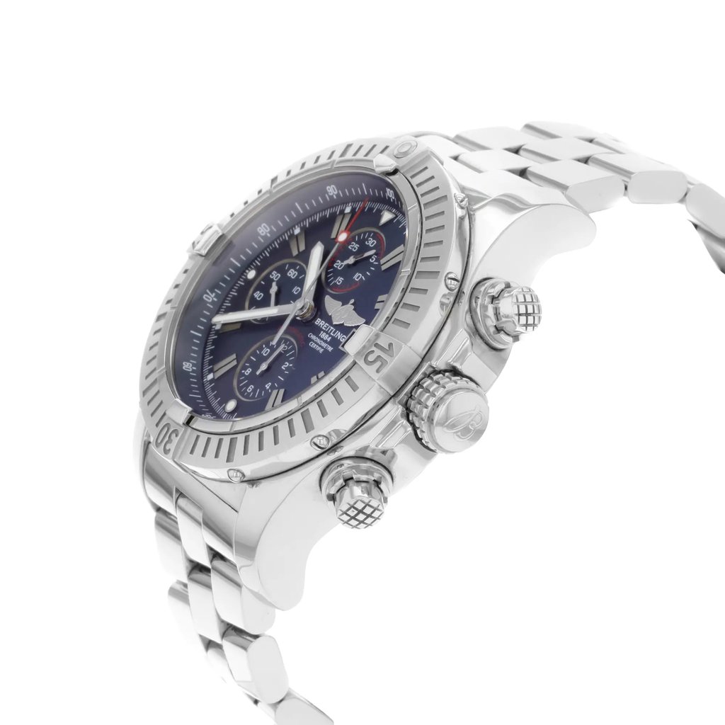 View Of Crown Facing Side Of Breitling A1337011-C757-SS Stainless Steel Watch Pre Owned Condition