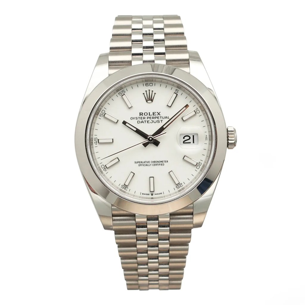 Front Full View Of Rolex 126300 Stainless Steel Watch Pre Owned Condition Excellent