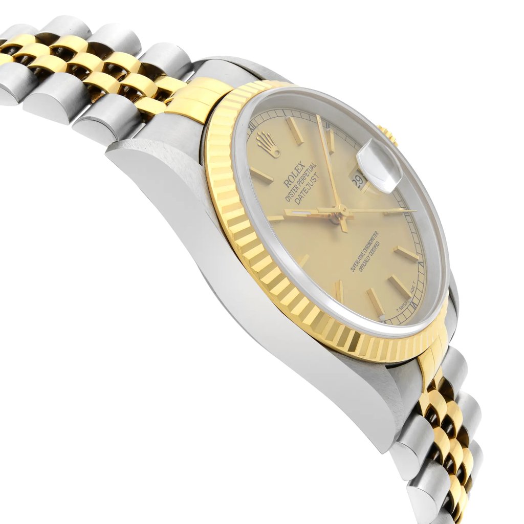 View Of Opposite Crown Facing Side Of Rolex 16233 Stainless Steel Watch Pre Owned Condition