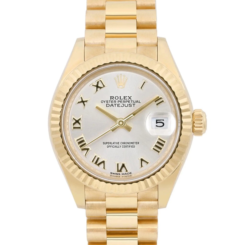 Up Close Front Facing Picture Of Rolex 279178 Yellow Gold Watch Pre Owned Condition