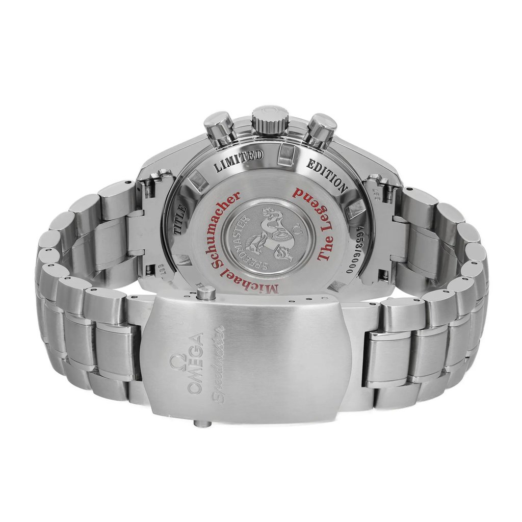 Back View Of Screwback Back Case And Closed Stainless Steel Band Of OMEGA 3559.32.00 Watch Pre Owned Condition