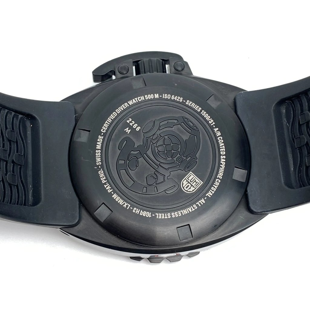 Back View Of Solid Back Case And Open Rubber Band Of Luminox XS.1511 Watch Pre Owned Condition