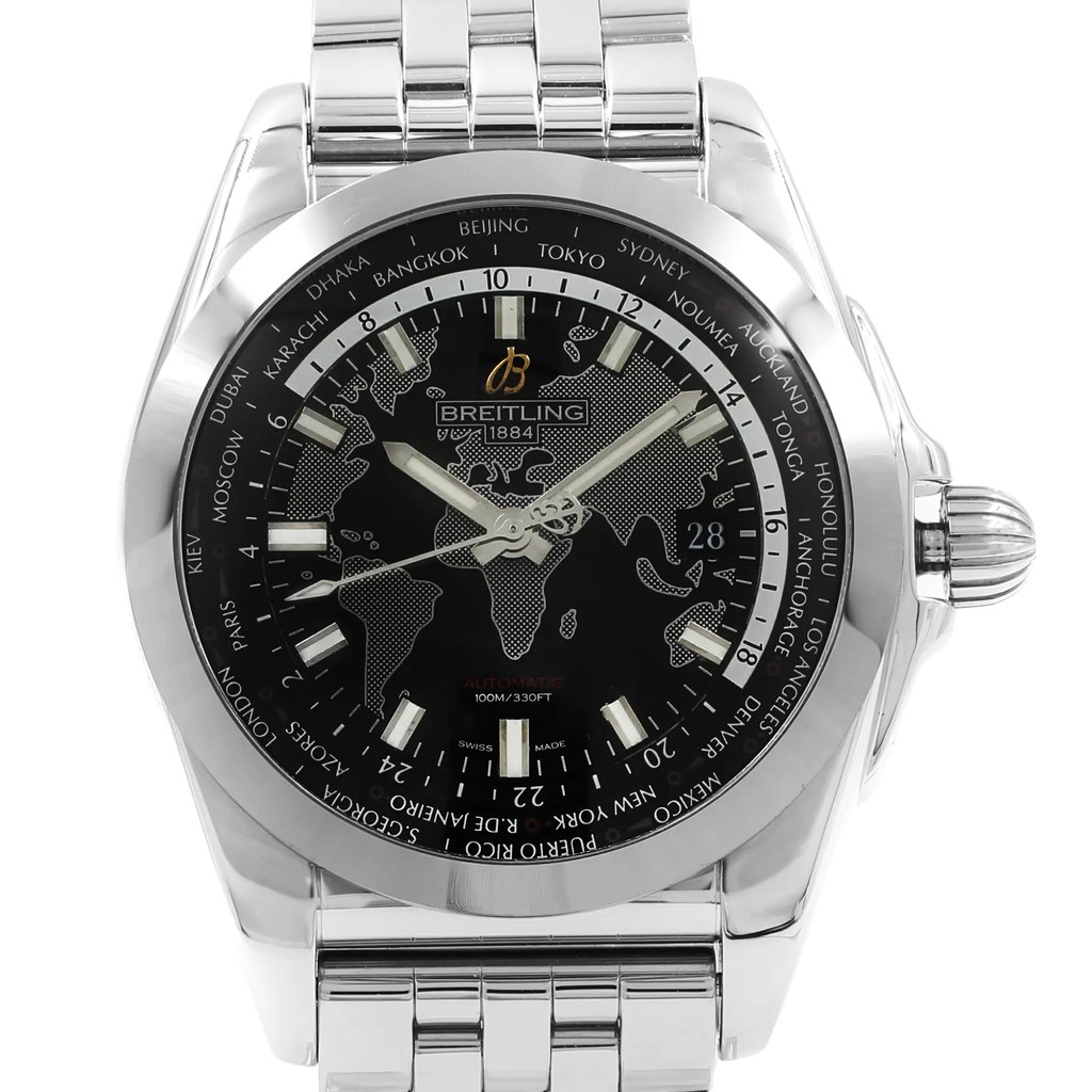 Up Close Front Facing Picture Of Breitling WB3510U4/BD94-375A Stainless Steel Watch Pre Owned Condition