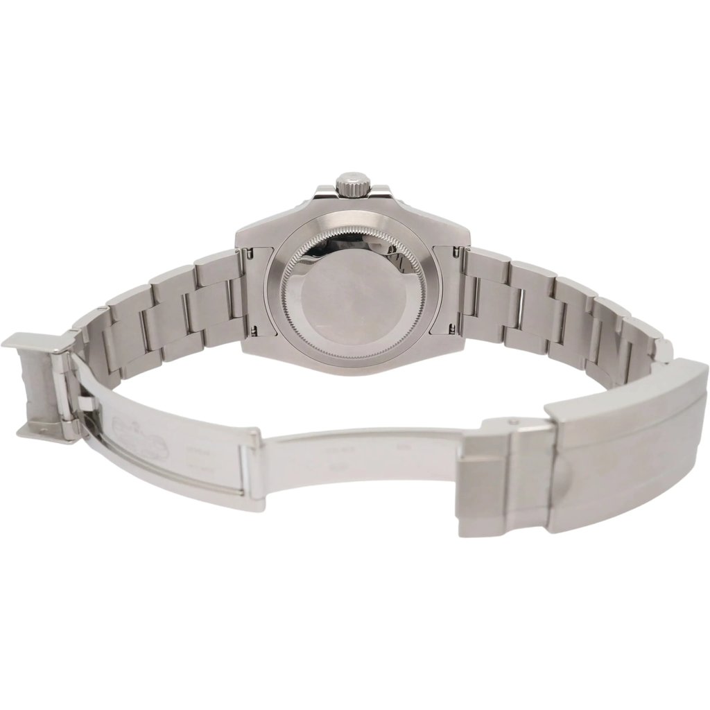 Back View Of Screwback Back Case And Open Stainless Steel Band Of Rolex 116610LN Watch Pre Owned Condition