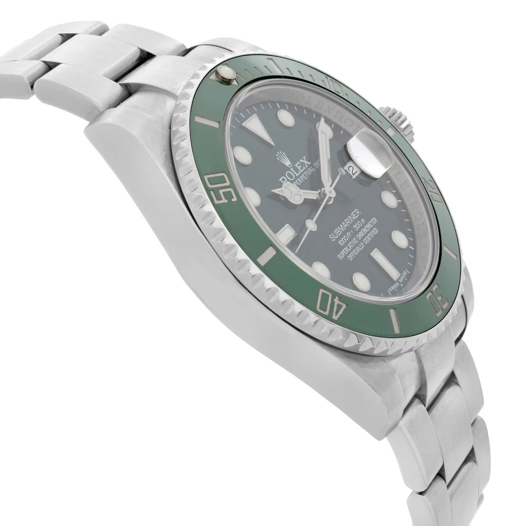 View Of Opposite Crown Facing Side Of Rolex 116610LV Stainless Steel Watch Pre Owned Condition