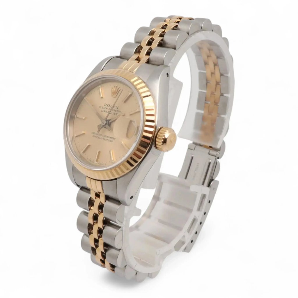 View Of Crown Facing Side Of Rolex 69173 Stainless Steel Watch Pre Owned Condition