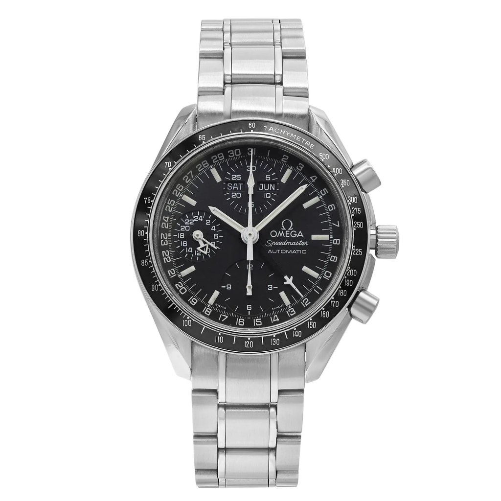 Front Full View Of OMEGA 3520.50.00 Stainless Steel Watch Pre Owned Condition {Product Condition}