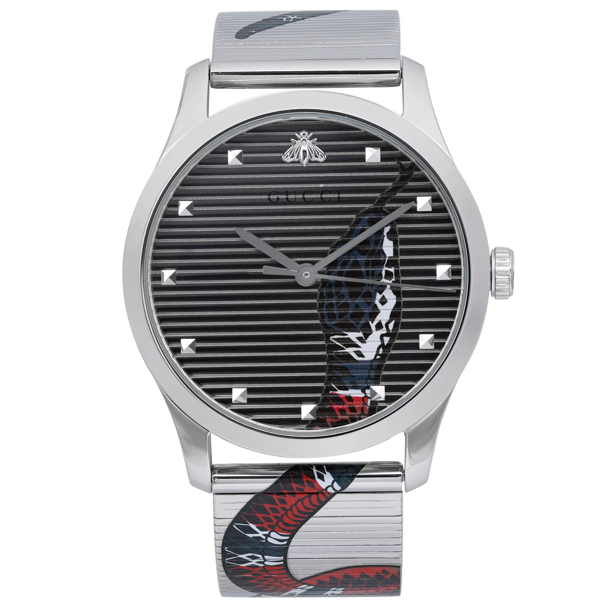 Front Full View Of Gucci YA1264123 Stainless Steel Watch Pre Owned Condition Good