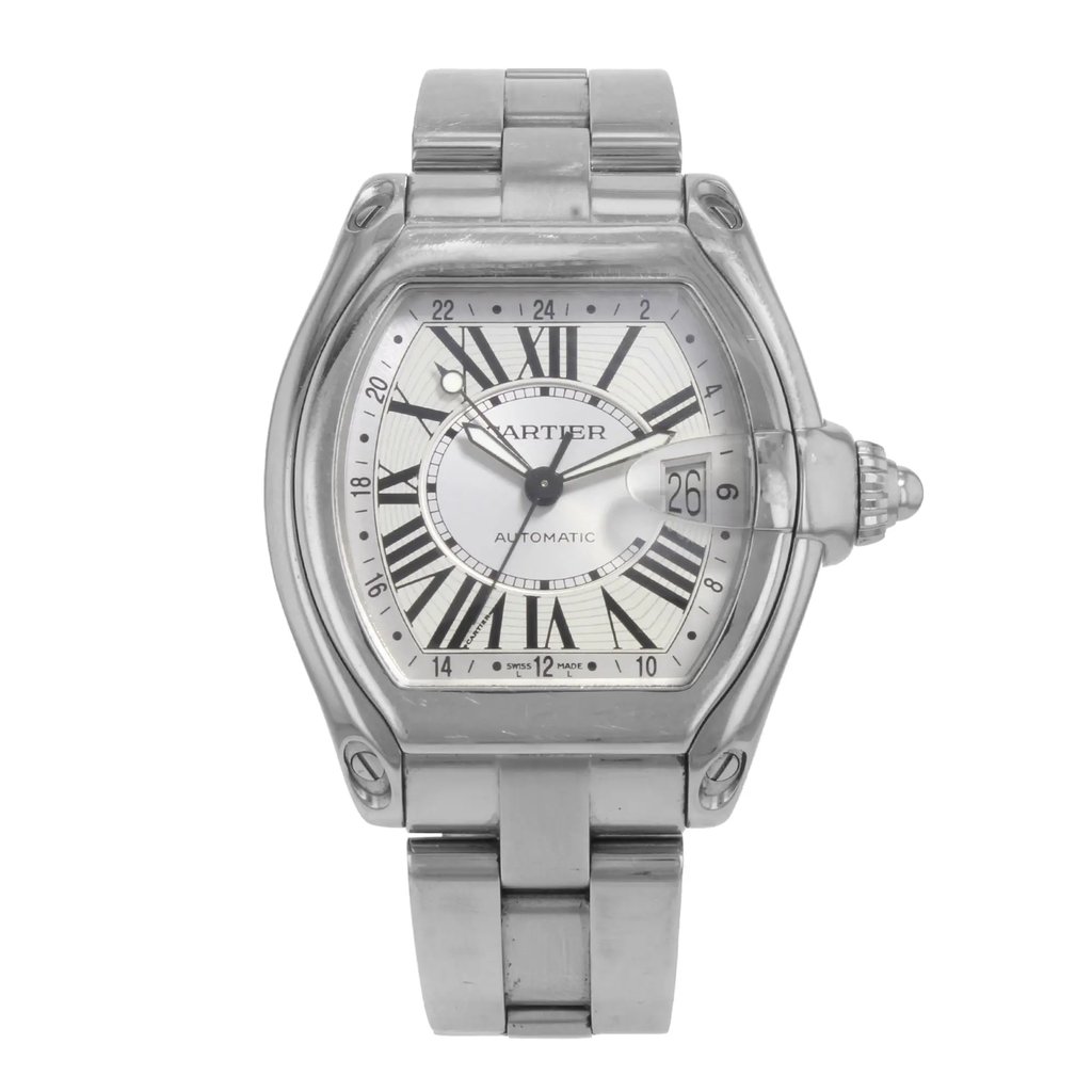 Front Full View Of Cartier W62032X6 Stainless & Titanium Watch Pre Owned Condition {Product Condition}