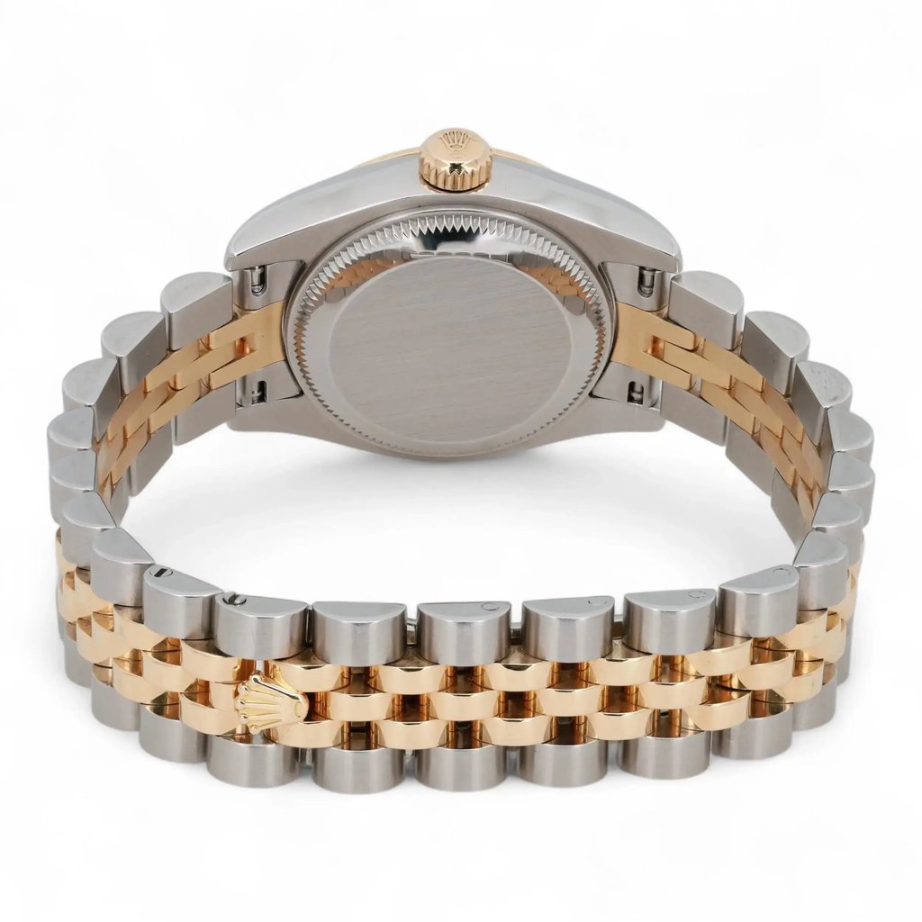 Back View Of Solid Back Case And Closed Stainless Steel,Yellow Gold Band Of Rolex 179173 Watch Pre Owned Condition