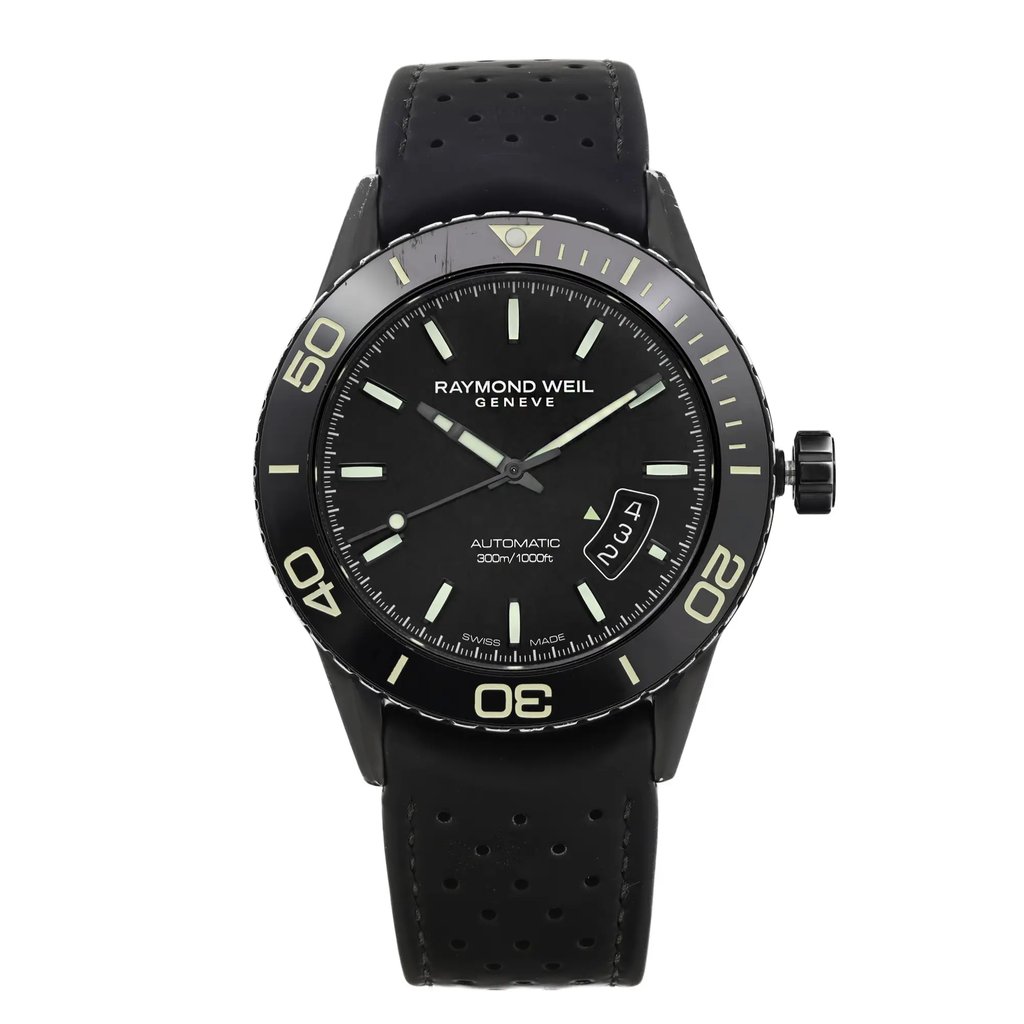 Front Full View Of RAYMOND WEIL 2760-SB1-20001 Stainless Steel Watch Pre Owned Condition Fair