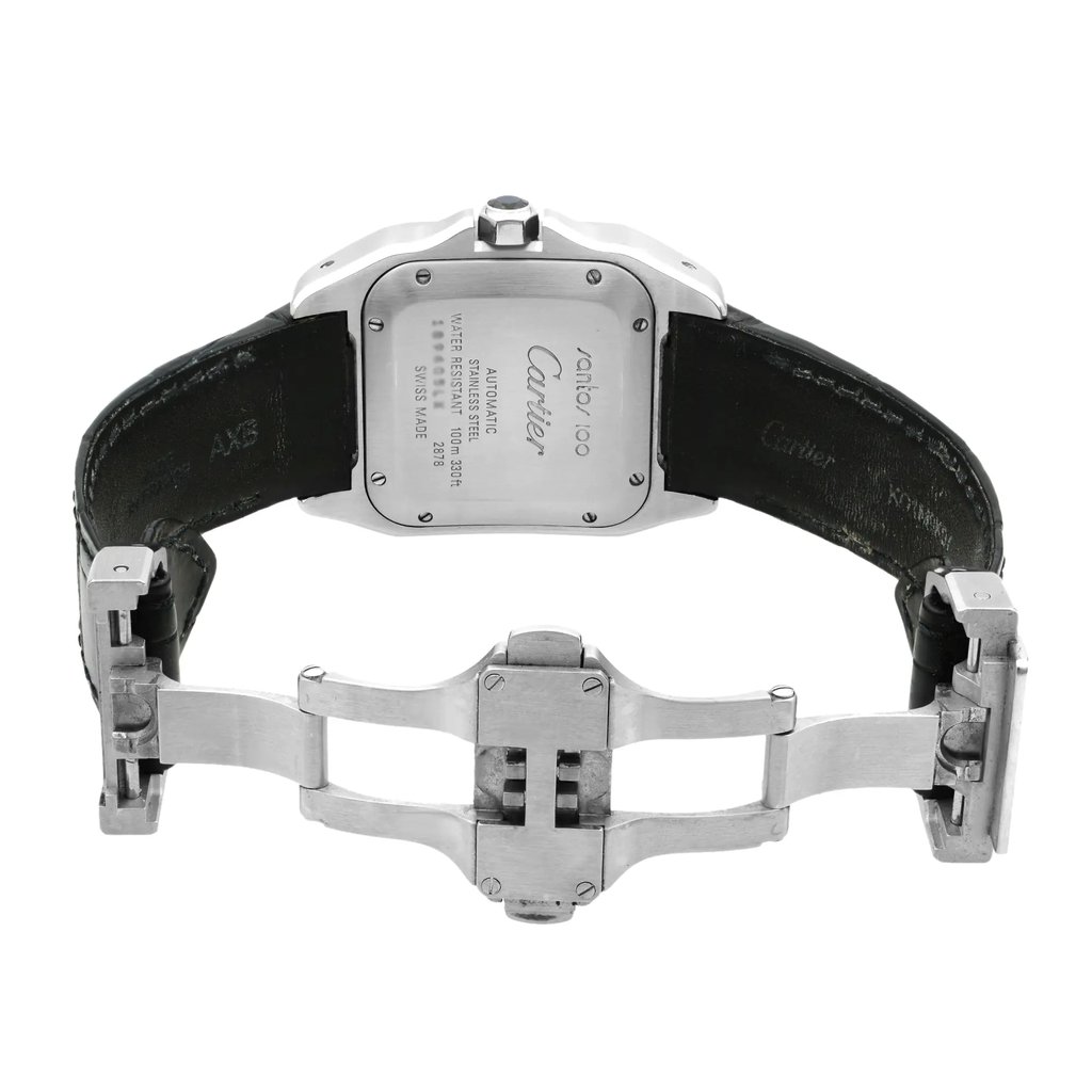 Back View Of {Caseback} Back Case And Open Leather Band Of Cartier W20106X8 Watch Pre Owned Condition