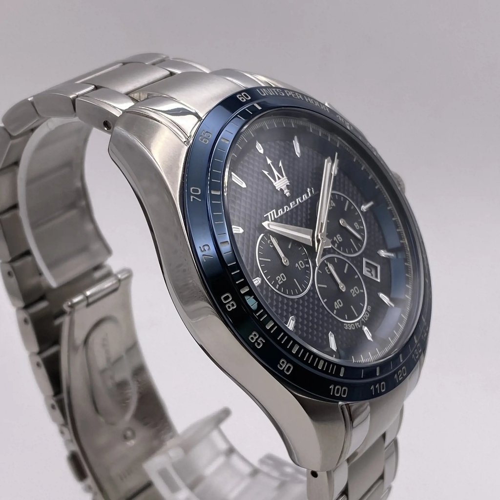View Of Opposite Crown Facing Side Of Maserati R8873612043 Stainless Steel Watch Pre Owned Condition