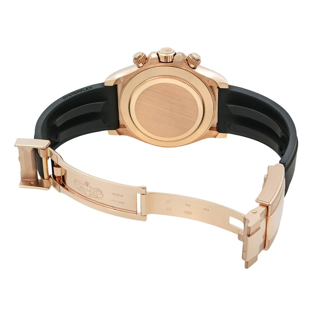 Back View Of Solid Back Case And Open Silicone,Rubber Band Of Rolex 116515LN Watch New Condition