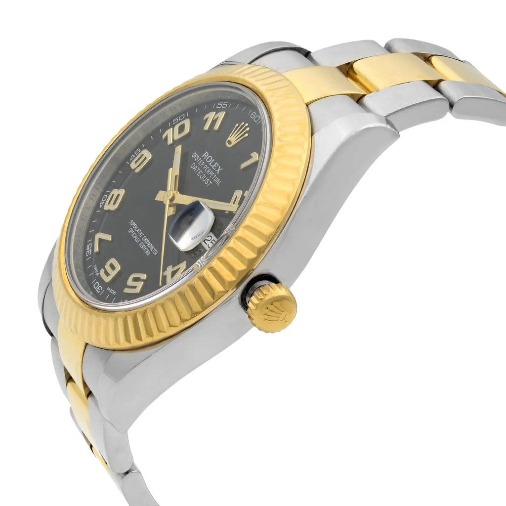View Of Crown Facing Side Of Rolex 116333BKAO Stainless Steel Watch Pre Owned Condition