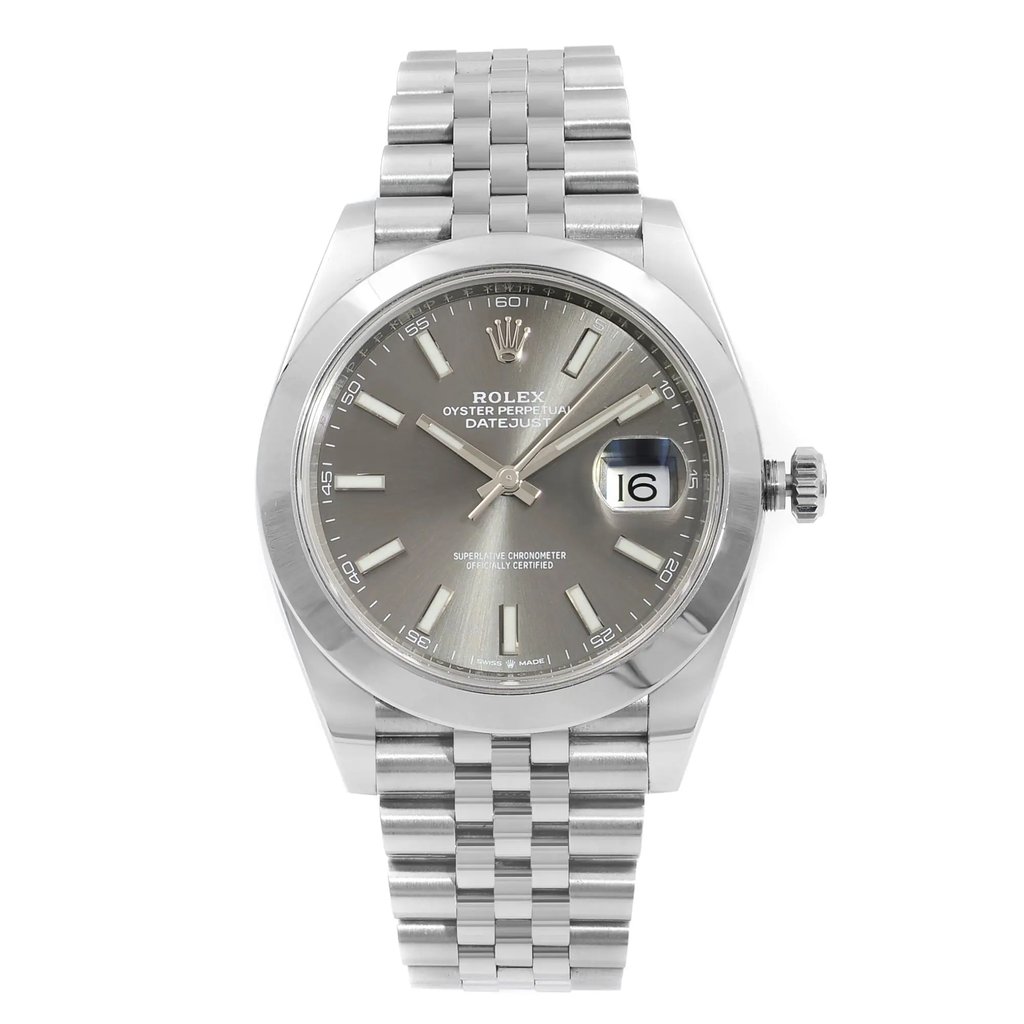 Front Full View Of Rolex 126300RSJ Stainless Steel Watch Display Model Condition {Product Condition}