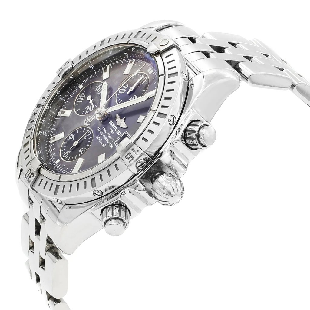 View Of Crown Facing Side Of Breitling A1335611/F517-372A Stainless Steel Watch Pre Owned Condition