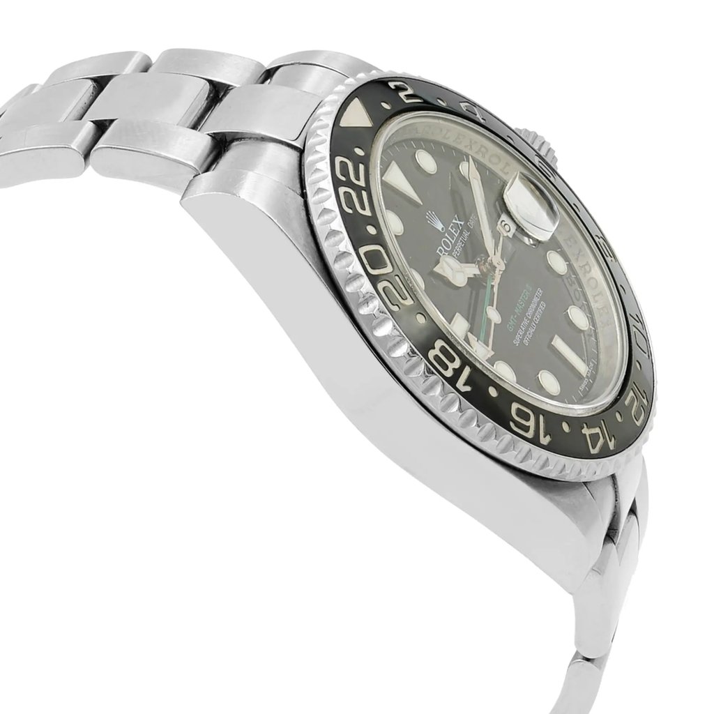 View Of Opposite Crown Facing Side Of Rolex 116710LN Stainless Steel Watch Pre Owned Condition