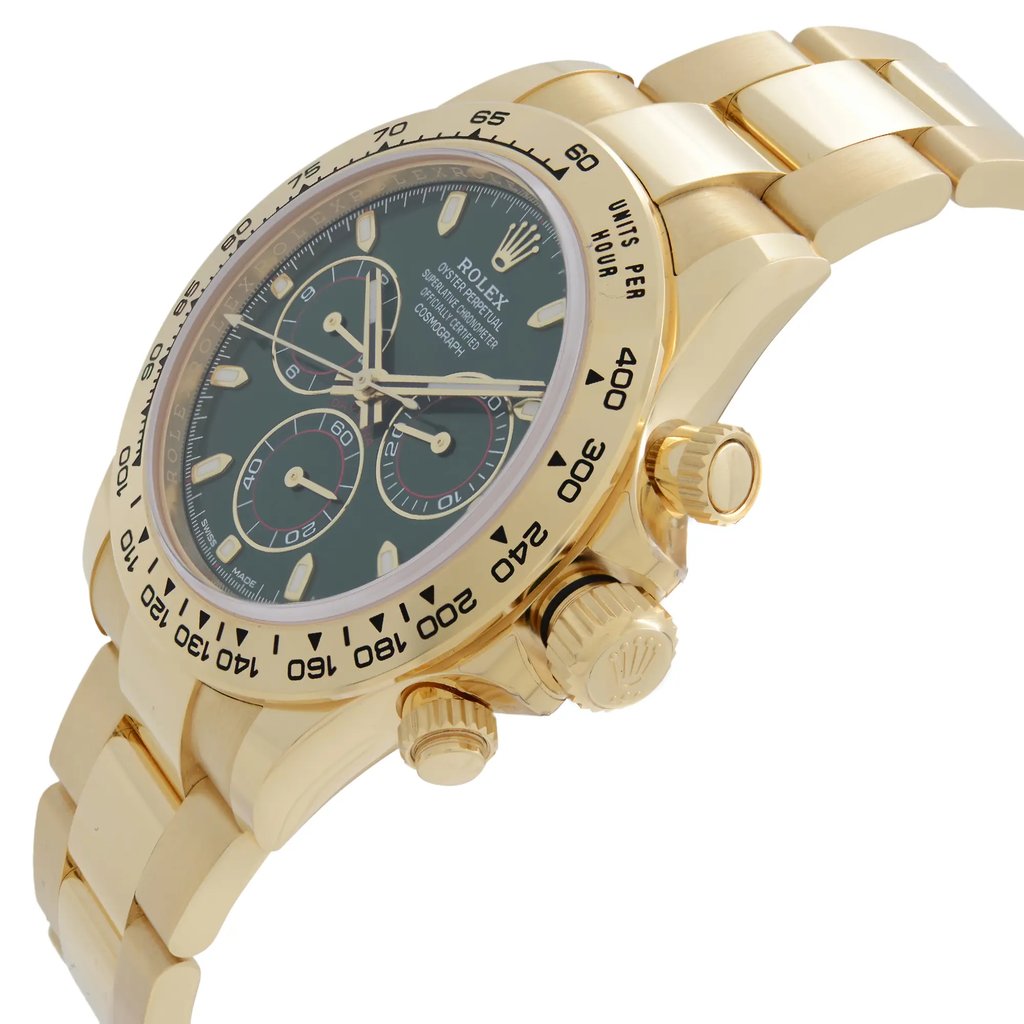 View Of Crown Facing Side Of Rolex 116508 Gold 18kt Watch Unworn Condition