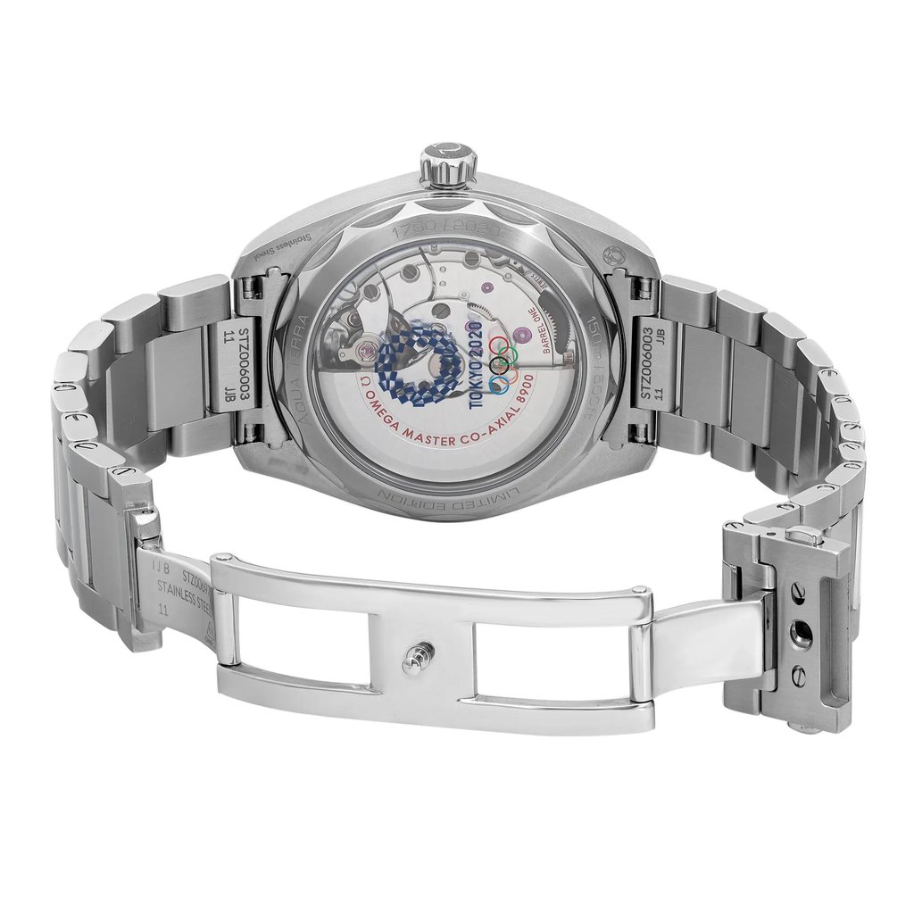 Back View Of Exhibition Back Case And Open Stainless Steel Band Of OMEGA 522.12.41.21.03.001 Watch Display Model Condition